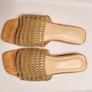 Jessica Simpson metallic gold sandals size 9